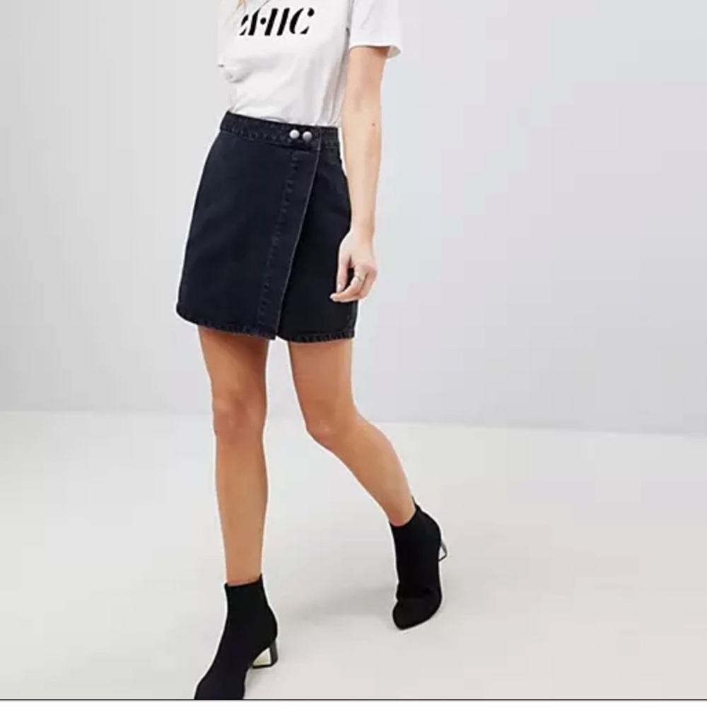 Black denim wrap skit from ASOS